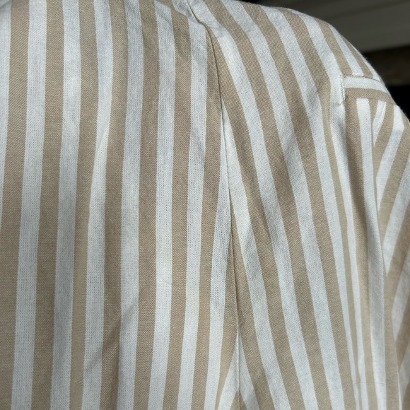 ZARA High Waisted, Tie Sash, Crop Striped Pants | Color: Tan / White | Size: S - Picture 10 of 10